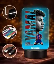 Lampka Nocna LED 3D Yamal FC Barcelona Personalizowana z Imieniem