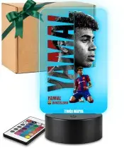 Yamal FC Barcelona 3D LED-Nachtlampe, personalisiert mit Namen