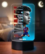 Yamal FC Barcelona 3D LED-Nachtlampe, personalisiert mit Namen