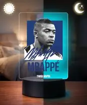 Kylian Mbappé 3D-LED-Nachtlicht mit Namen und Autogramm