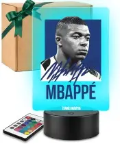Kylian Mbappé 3D-LED-Nachtlicht mit Namen und Autogramm