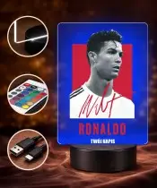 3D-LED-Nachtlicht mit Cristiano Ronaldo Fußball-Autogramm und Namen