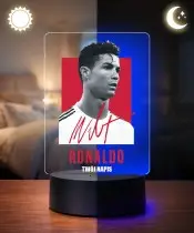 3D-LED-Nachtlicht mit Cristiano Ronaldo Fußball-Autogramm und Namen
