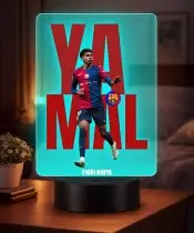 Lamine Yamal FC Barcelona 3D LED-Nachtlampe, personalisiert mit Namen