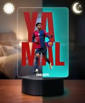 Lamine Yamal FC Barcelona 3D LED-Nachtlampe, personalisiert mit Namen