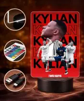 Kylian Mbappé 3D LED-Nachtlicht-Fußball, personalisiert mit Namen