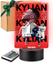 Kylian Mbappé 3D LED-Nachtlicht-Fußball, personalisiert mit Namen