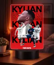 Lampka Nocna LED 3D Kylian Mbappe Piłka Nożna Personalizowana z Imieniem