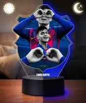 3D Pedri FC Barcelona LED-Nachtlicht mit Namensaufdruck – Geschenk für Fans