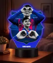 3D Pedri FC Barcelona LED-Nachtlicht mit Namensaufdruck – Geschenk für Fans