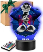 3D Pedri FC Barcelona LED Night Light with Name Fan Gift