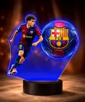 Lampka Nocna LED 3D Pedri Piłka Nożna FC Barcelona z Imieniem