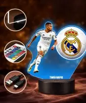 Kylian Mbappe Real Madrid Fußballspieler 3D LED-Nachtlicht mit Namensaufdruck