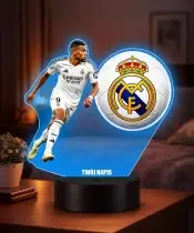 Kylian Mbappe Real Madrid Fußballspieler 3D LED-Nachtlicht mit Namensaufdruck