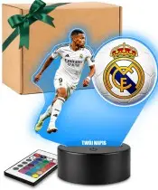 Kylian Mbappe Real Madrid Football Player 3D LED Night Light with Name Gift