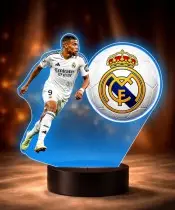 Kylian Mbappe Real Madrid Football Player 3D LED Night Light with Name Gift