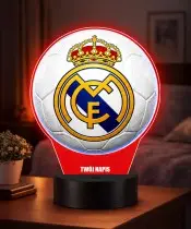 Real Madrid Fußball 3D LED-Nachtlicht mit Namen
