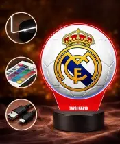 Real Madrid Football 3D LED Night Light with Name