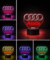 Lampka LED 3D Audi Logo Personalizowana z Imieniem Napisem Prezent dla Kierowcy