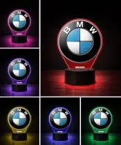 Lampka LED 3D BMW Logo Personalizowana z Imieniem Napisem RGB Pilot Prezent dla Kierowcy