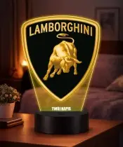3D Lamborghini Logo LED Lamp Personalized with Name and Inscription RGB Remote Control Gift
