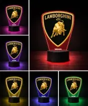 3D Lamborghini Logo LED Lamp Personalized with Name and Inscription RGB Remote Control Gift
