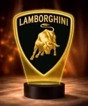 3D Lamborghini Logo LED Lamp Personalized with Name and Inscription RGB Remote Control Gift