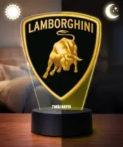 3D-Lamborghini-Logo-LED-Lampe, personalisiert mit Name und Inschrift, RGB-Fernbedienung, Geschenk