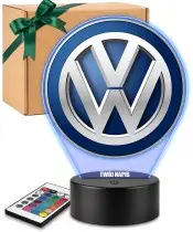 Lampka LED 3D Volkswagen Logo Personalizowana z Imieniem Napisem RGB Pilot Prezent