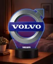 Lampka LED 3D Volvo Logo Personalizowana z Imieniem Napisem RGB Pilot Prezent dla Kierowcy