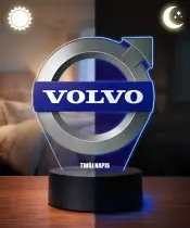 Lampka LED 3D Volvo Logo Personalizowana z Imieniem Napisem RGB Pilot Prezent dla Kierowcy