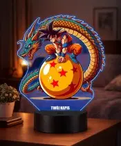 Lampka Dragon Ball Z Goku Shenron LED 3D Personalizowana Imię Prezent Anime Manga