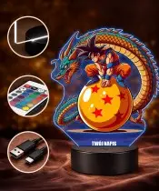 Lampka Dragon Ball Z Goku Shenron LED 3D Personalizowana Imię Prezent Anime Manga