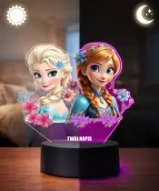 Lampka Kraina Lodu Elsa Anna LED 3D Personalizowana Imię Prezent dla Dziewczynki