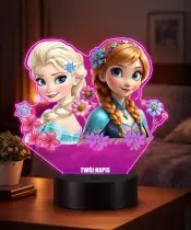 Die Eiskönigin Elsa Anna LED 3D Lampe mit personalisiertem Namen – Geschenk für Mädchen