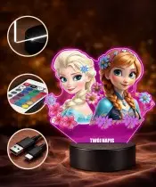 Frozen Elsa Anna LED 3D Lamp Personalized Name Gift for a Girl