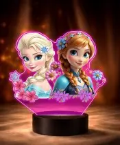 Die Eiskönigin Elsa Anna LED 3D Lampe mit personalisiertem Namen – Geschenk für Mädchen