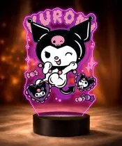Lampka Kuromi Sanrio LED 3D Personalizowana z Imieniem Prezent dla Dziewczynki