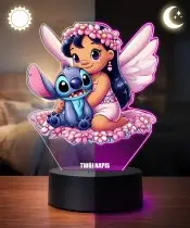 Lampka Lilo i Stitch LED 3D Personalizowana z Imieniem Prezent dla Dziewczynki
