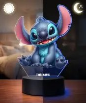 Lampka Nocna LED 3D Stitch Lilo i Stitch Dla Dziecka z Imieniem Pilot LED