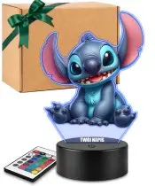 3D Stitch Lilo und Stitch LED-Nachtlicht für Kinder mit Namensschild und Fernbedienung