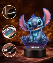 3D Stitch Lilo und Stitch LED-Nachtlicht für Kinder mit Namensschild und Fernbedienung