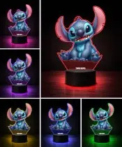 3D Stitch Lilo und Stitch LED-Nachtlicht für Kinder mit Namensschild und Fernbedienung