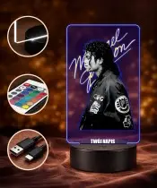Lampka Nocna LED 3D Michael Jackson Dla Fana z Imieniem Prezent Pilot