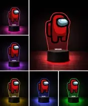 3D-Plexido-LED-Lampe mit Among Us-Aufdruck