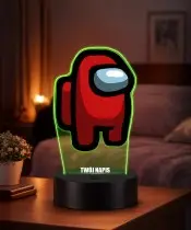 3D-Plexido-LED-Lampe mit Among Us-Aufdruck