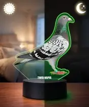 3D LED Plexido Lamp with Animal Print Bird Pigeon