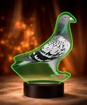 3D LED Plexido Lamp with Animal Print Bird Pigeon
