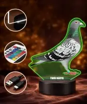 3D-Plexido-LED-Lampe mit Aufdruck „Tiere, Vögel, Tauben“.