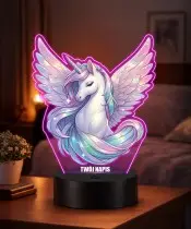 3D-LED-Lampe Plexido mit UV-Druck Einhorn Unicorn